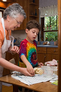 Jessica and Noah baking