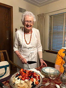 Jessica serving dessert