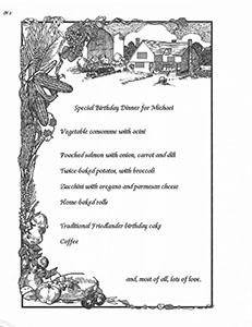 clip art menu of birthday dinner