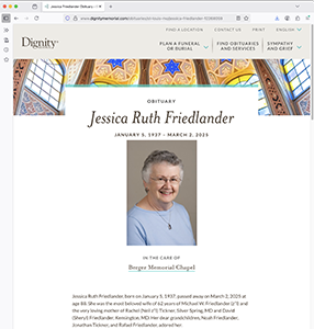 Berger Memorial version of obit