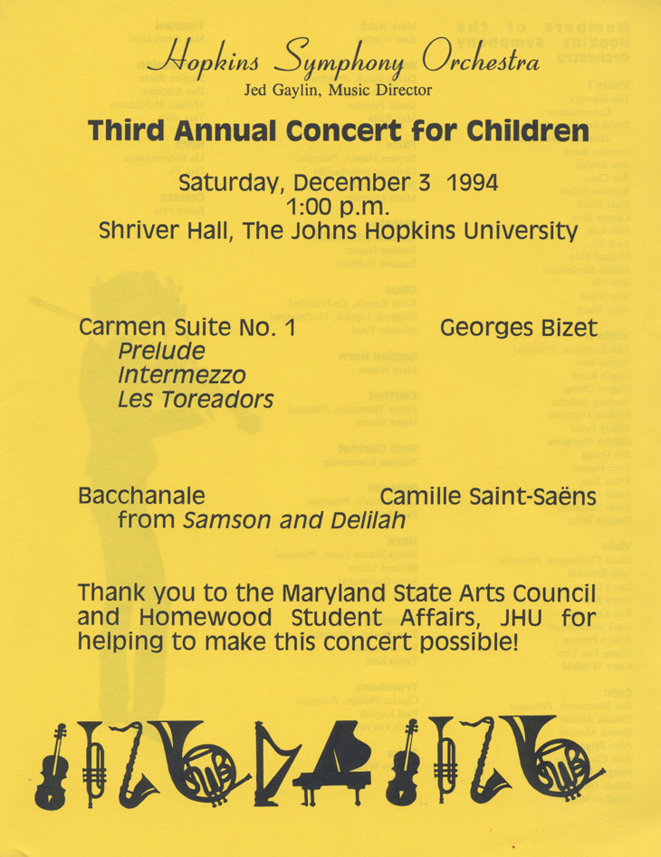 1994-95 children's concert program