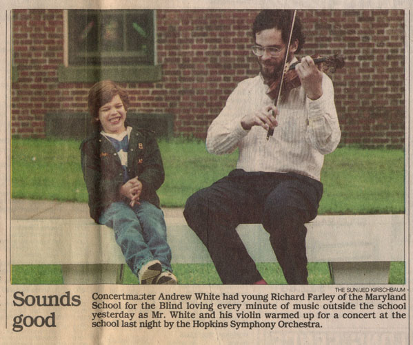 Andy White performs at Maryland School for
the Blind