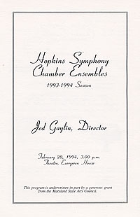 1993-1994 Chamber concert program