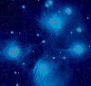 Bright nebulosity in the Pleiades (M45, NGC 1432), distance 490 light-years.
[Credit: Hale Observatories ©1961]
