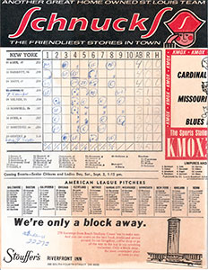 1972 Cardinals scorecard