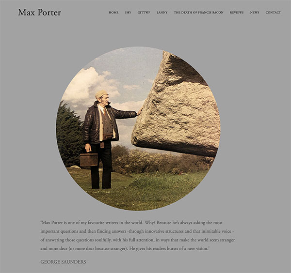 Max Porter web site front page (2024)