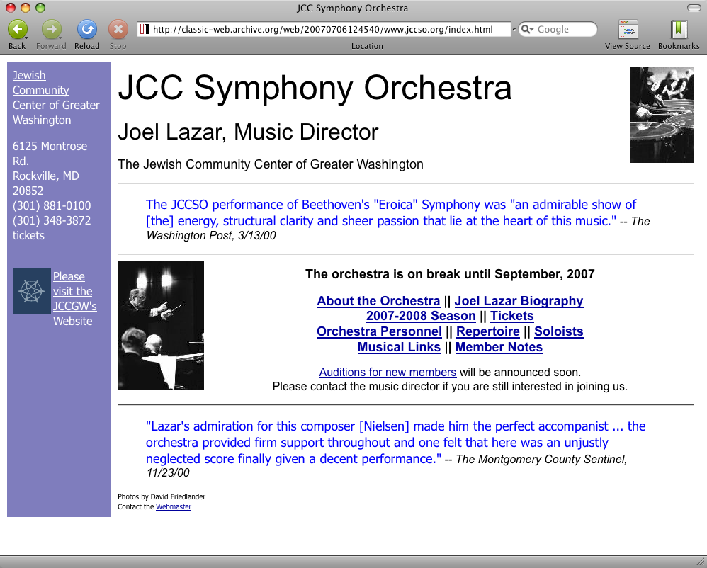 JCCSO web site: main page