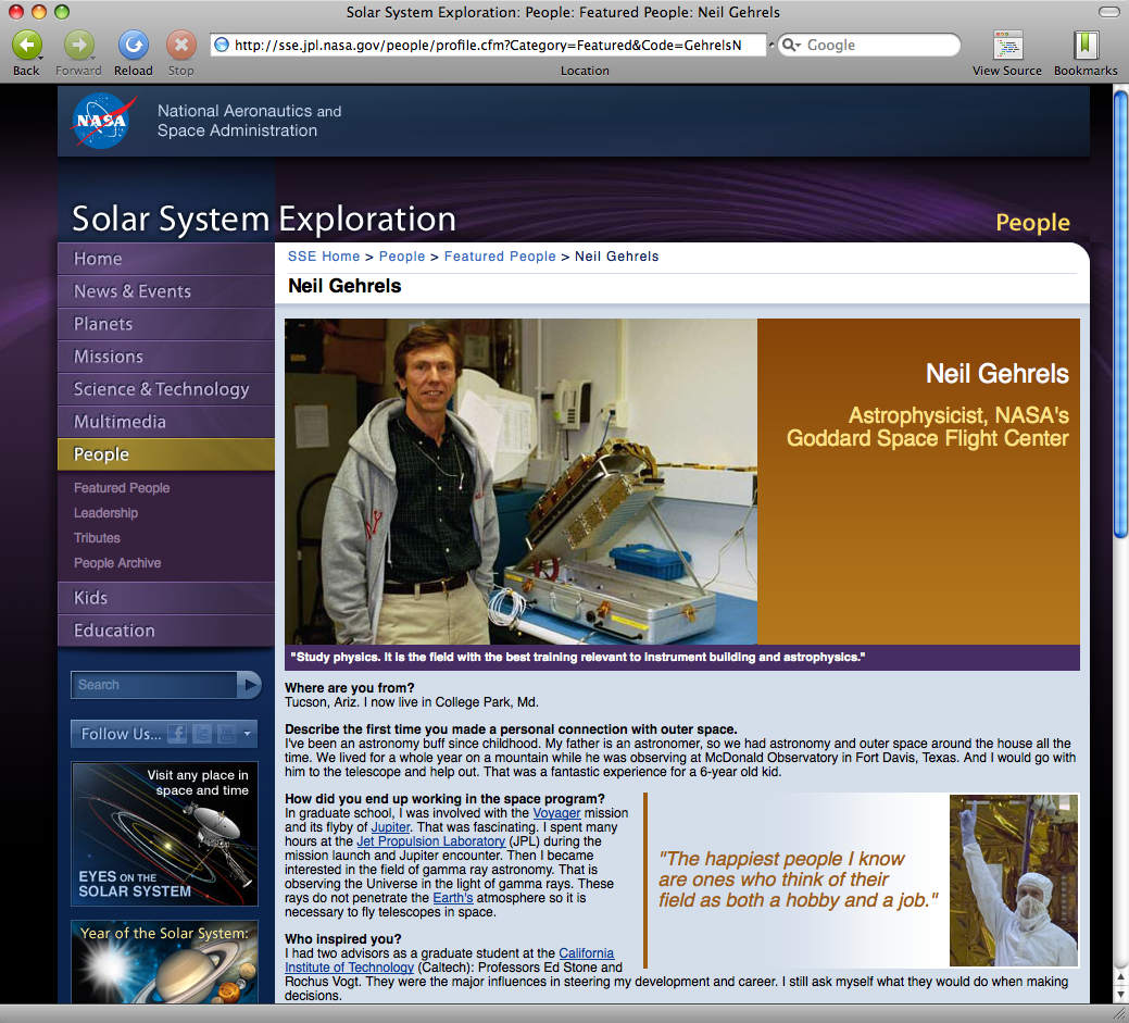 Neil Gehrels - JPL web site