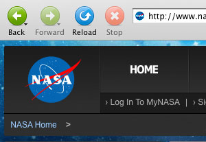 NASA web page corner